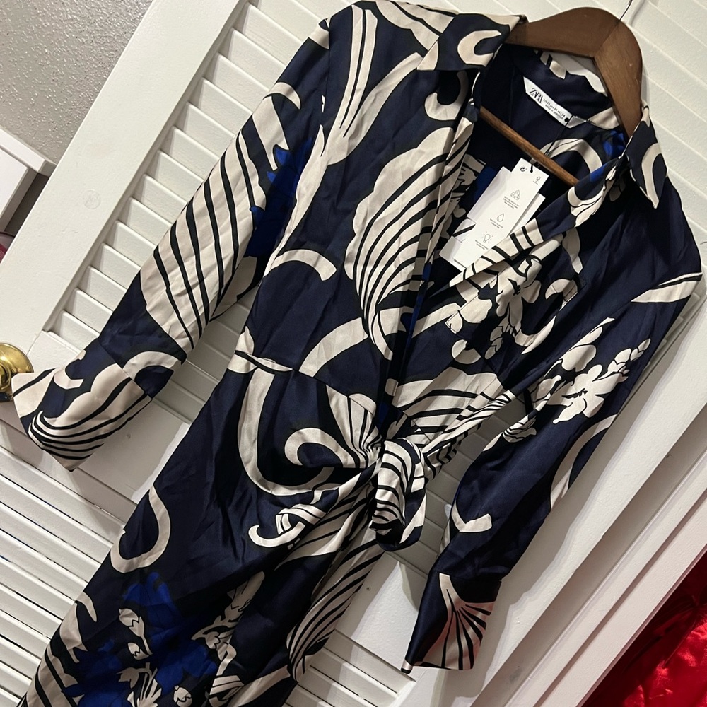 ZARA PRINTED SHIRT DRESS - Picture 10 of 11